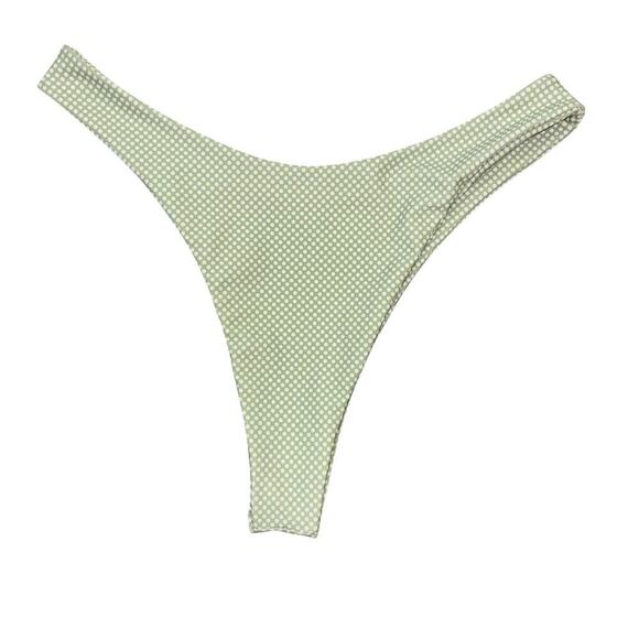 Green White Polka Dot Micro Bikini Women’s S Swim Beach Vacation Cheeky Thong - Picture 4 of 13